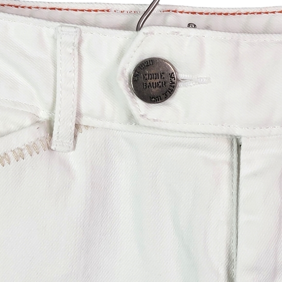 Eddie Bauer White Spring Summer Wide Flair Leg Heavy Denim Feel Jeans 8 - Picture 5 of 15